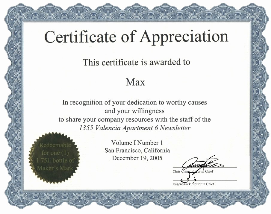 Recognition Certificate Templates Free Printable Inspirational Appreciation Certificate
