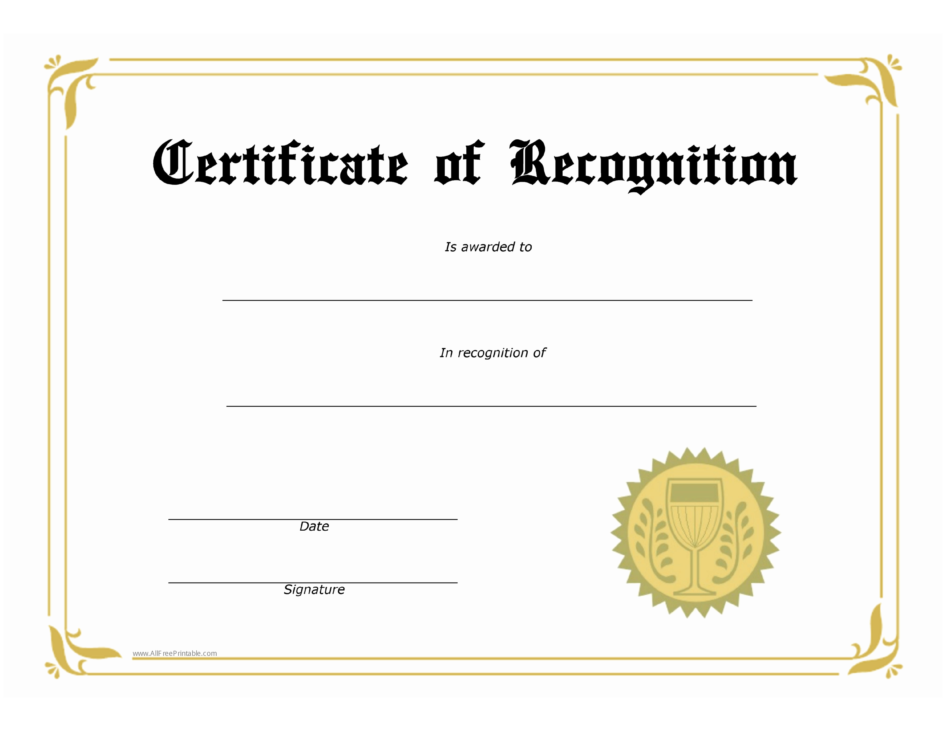 certificate of recognition