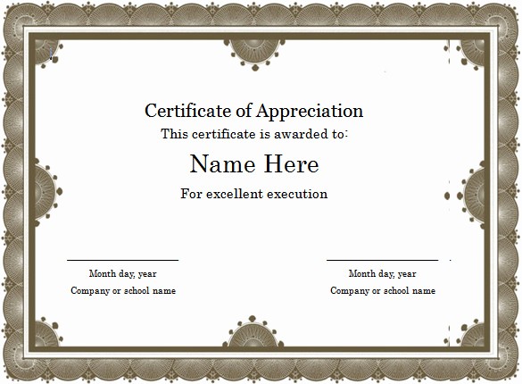 Recognition Certificate Templates Free Printable Unique Word Certificate Template 49 Free Download Samples