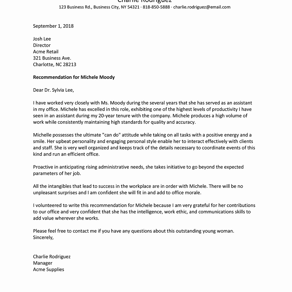 Recommendation Letter for An Employee Elegant Reference Letter Samples From An Employee S Manager