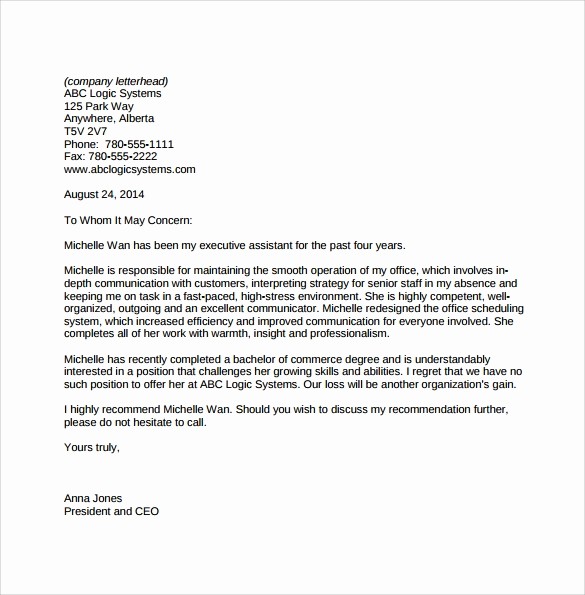 Recommendation Letter for An Employee Elegant Work Reference Letters– Samples Examples &amp; formats