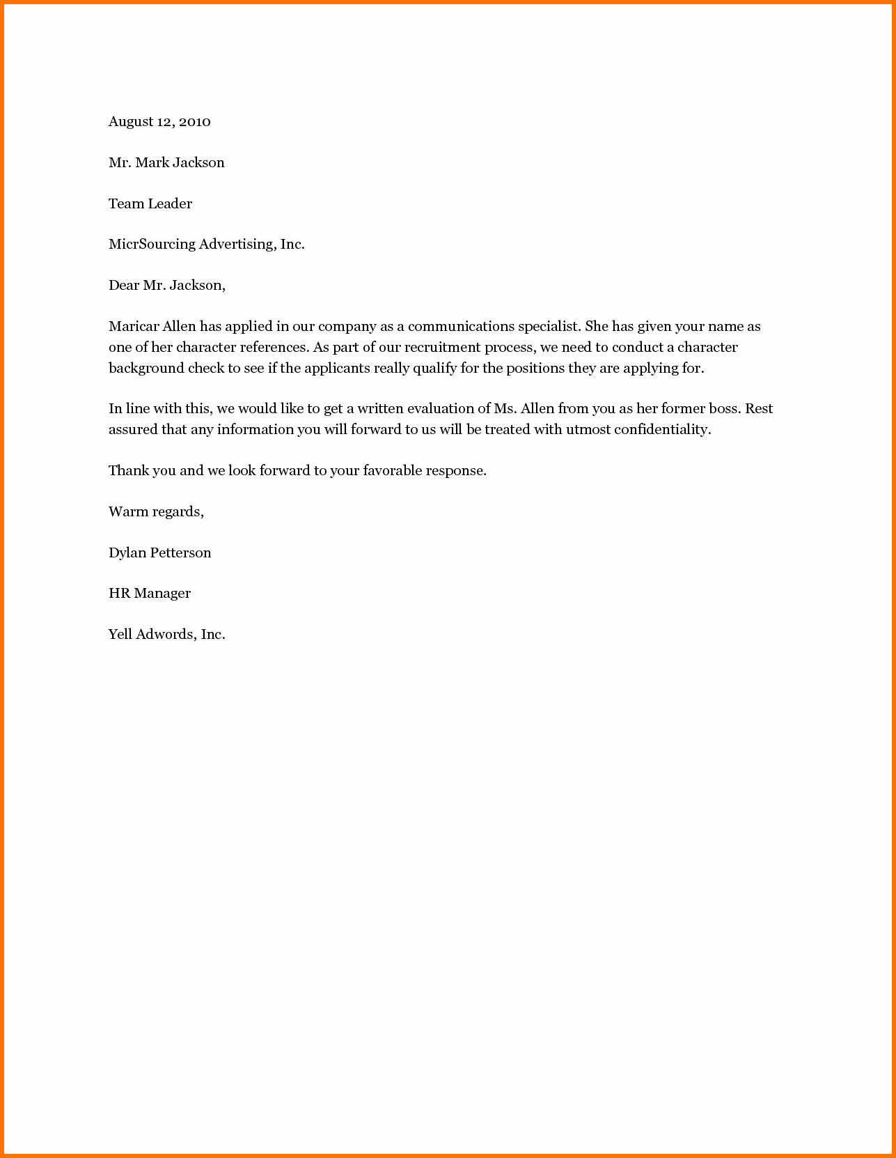 Recommendation Letter for Job Sample Awesome Basic Reference Letter Mughals