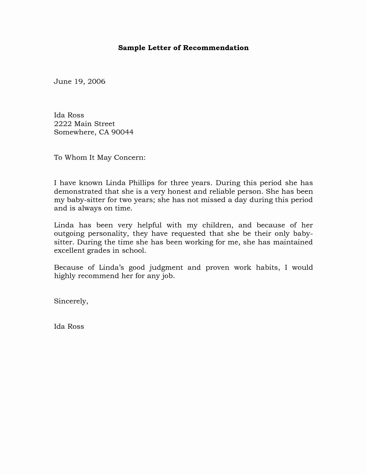 Recommendation Letter for Job Sample Awesome Sample Re Mendation Letter Example