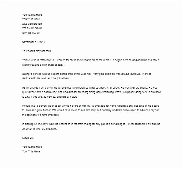 Recommendation Letter for Job Template Best Of General Re Mendation Letter for Employee
