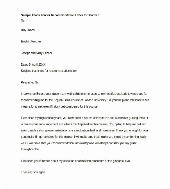 Recommendation Letter Template for Teacher Beautiful 28 Letters Of Re Mendation for Teacher Pdf Doc
