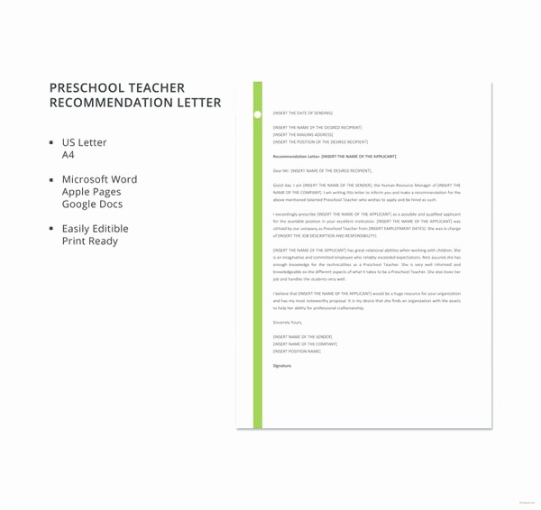 Recommendation Letter Template for Teacher Best Of 28 Letters Of Re Mendation for Teacher Pdf Doc