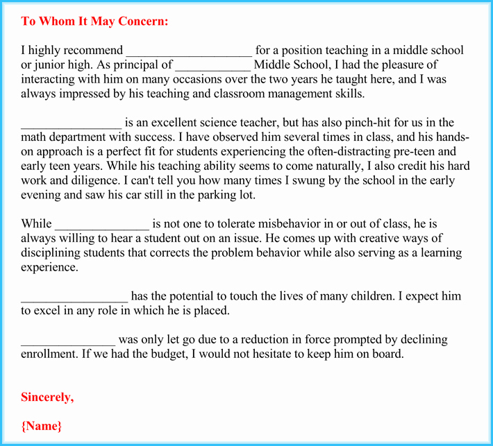 Reference Letter Examples for Teachers Luxury Teacher Re Mendation Letter 20 Samples Fromats