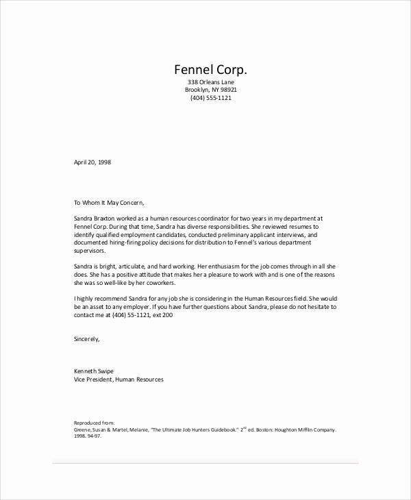 Reference Letter for A Coworker Elegant 6 Sample Letter Of Re Mendation for Coworkers