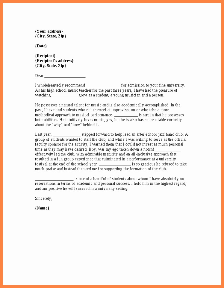 Reference Letter for College Admission Inspirational Reference Letter for University Admission Letter Of