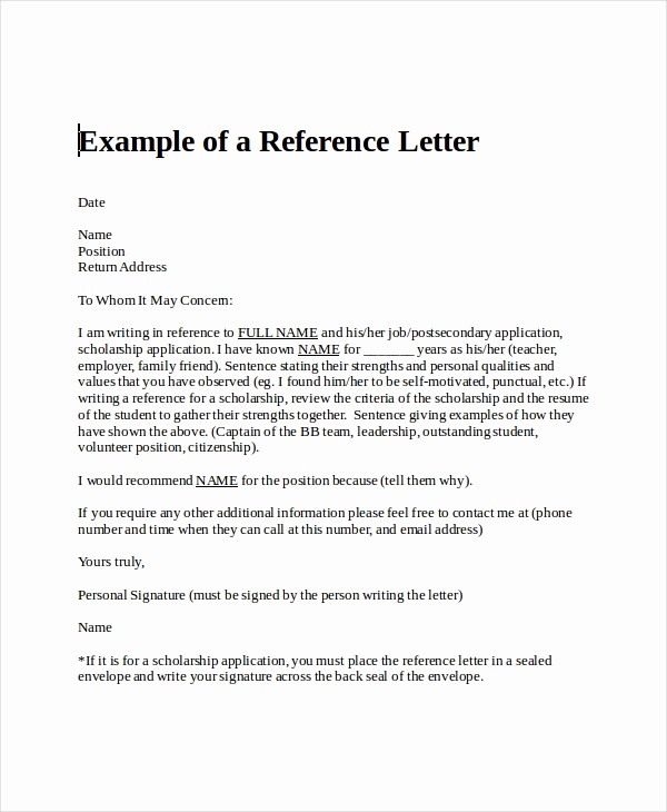 Reference Letter for Employee Template Elegant Sample Personal Reference Letter 13 Free Word Excel