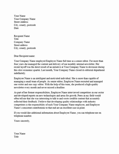 Reference Letter for Employment Template Inspirational Reference Letter for Professional Employee