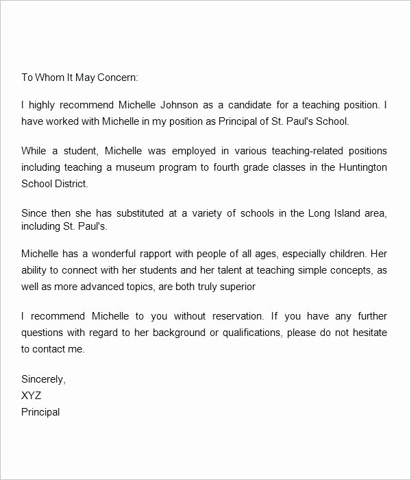 Reference Letter for Teaching Job Unique Re Mendation Letters for Teaching Jobs