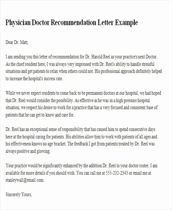 Reference Letter From Employer Doc Elegant 6 Sample Physician Re Mendation Letters