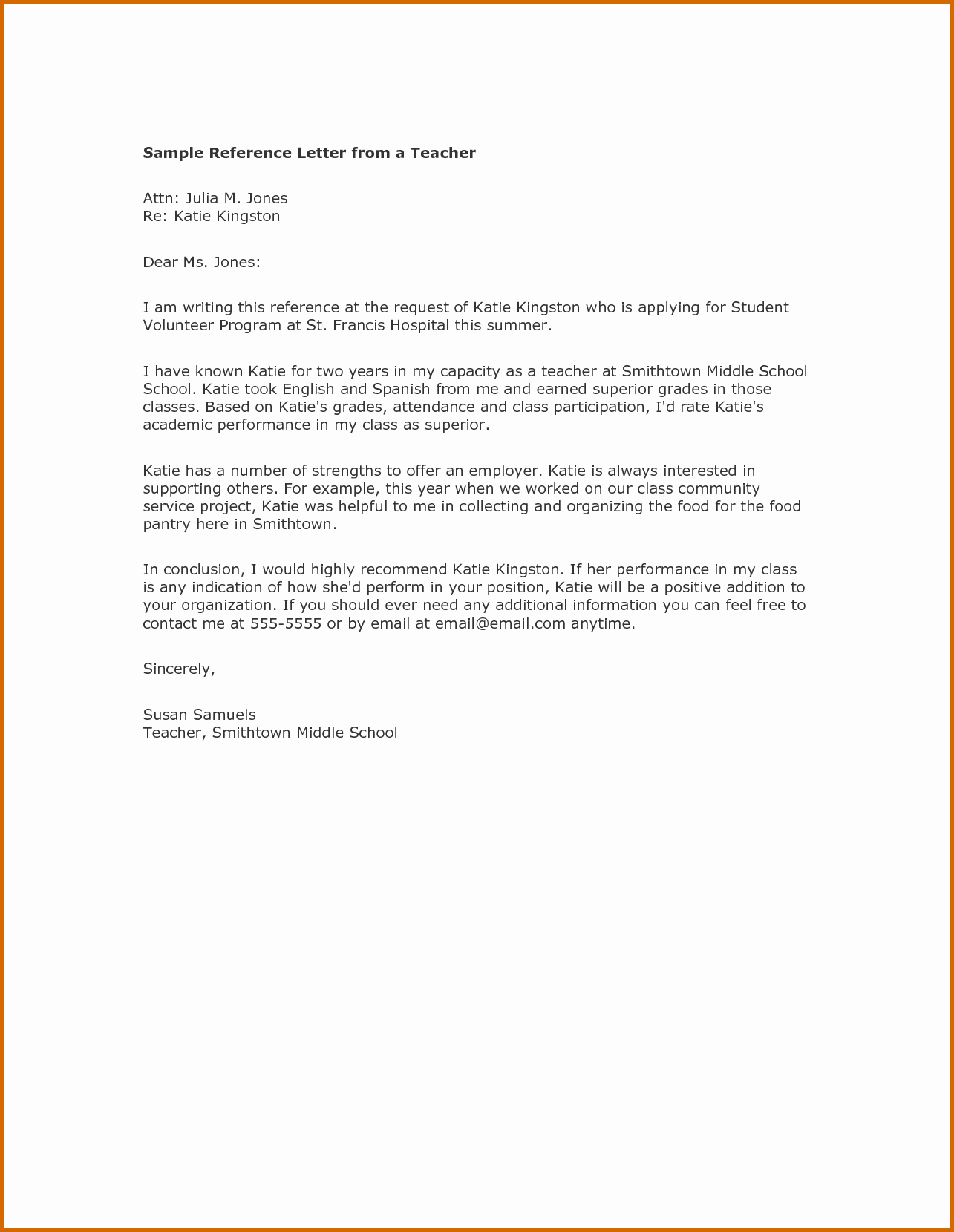 Reference Letter Sample for Teacher Unique 6 How to Write A Reference for A Student