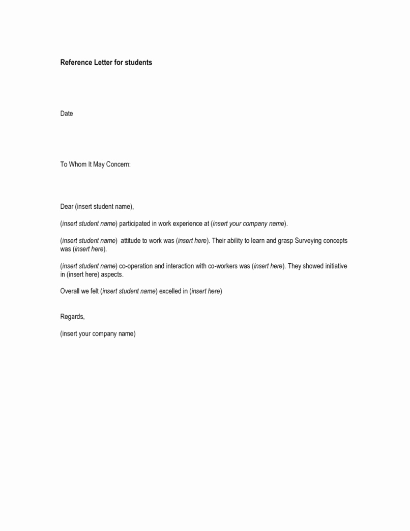 Reference Letter Template for Job Lovely Sample Reference Letter for Work Experience