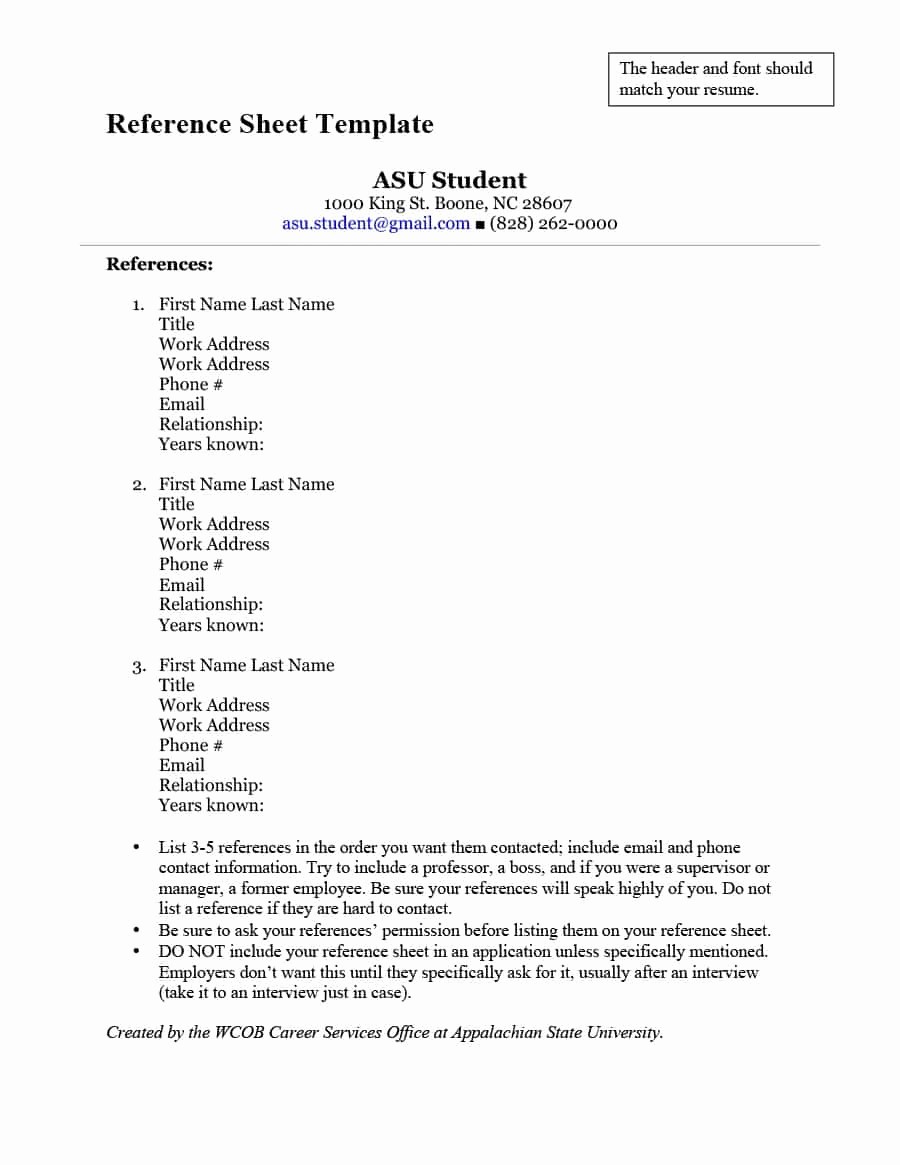 Reference List for A Job Lovely 40 Professional Reference Page Sheet Templates