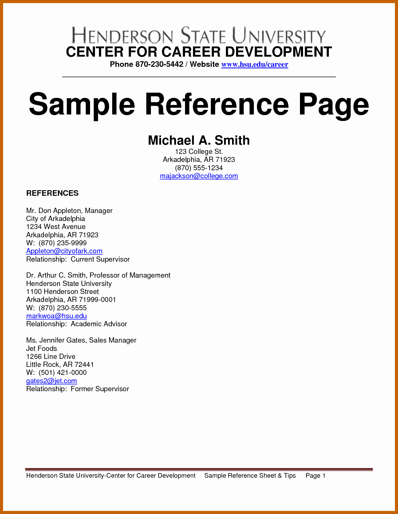 Reference List for A Job New 6 7 Job References Example