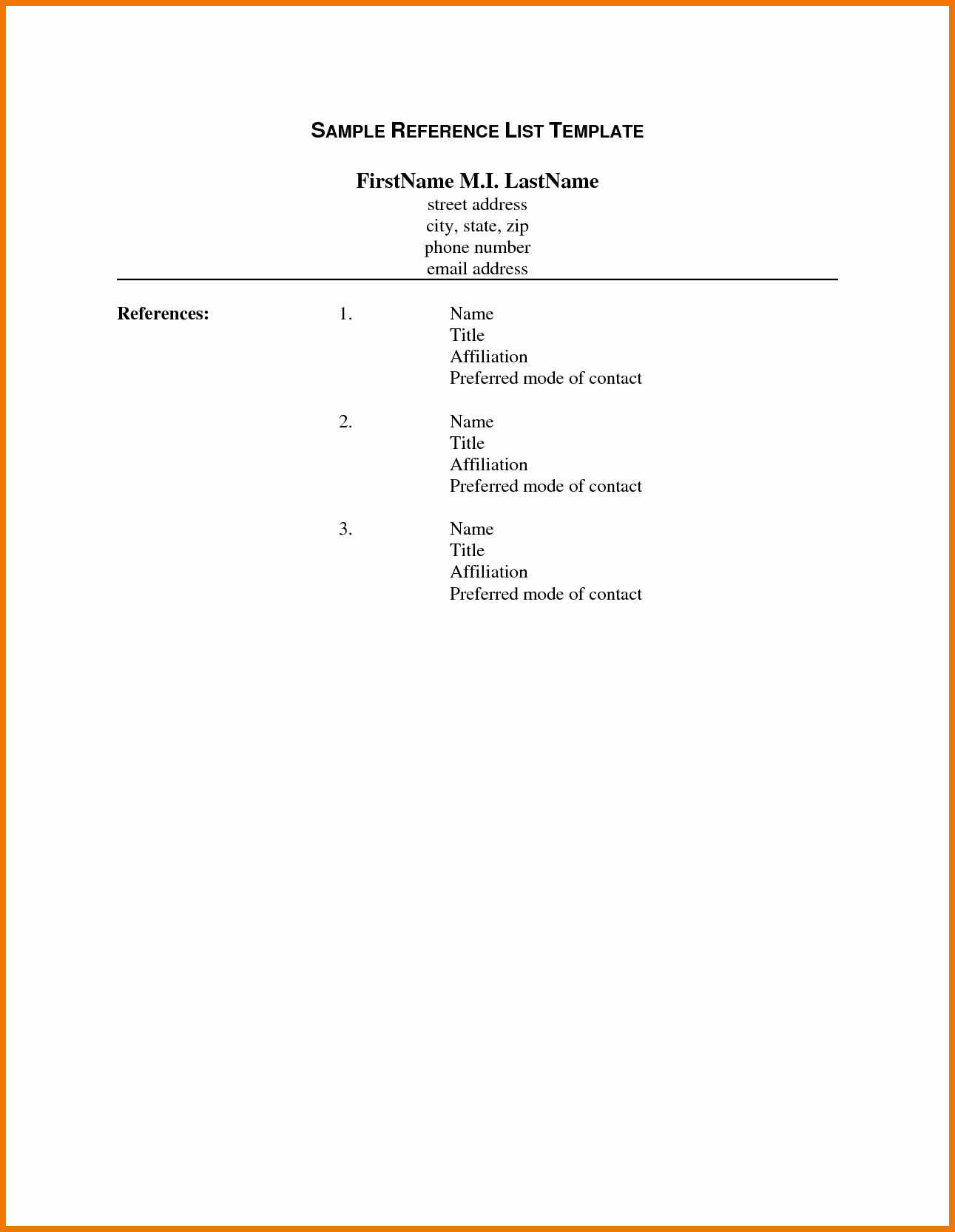Reference List Template Microsoft Word Inspirational List References Template