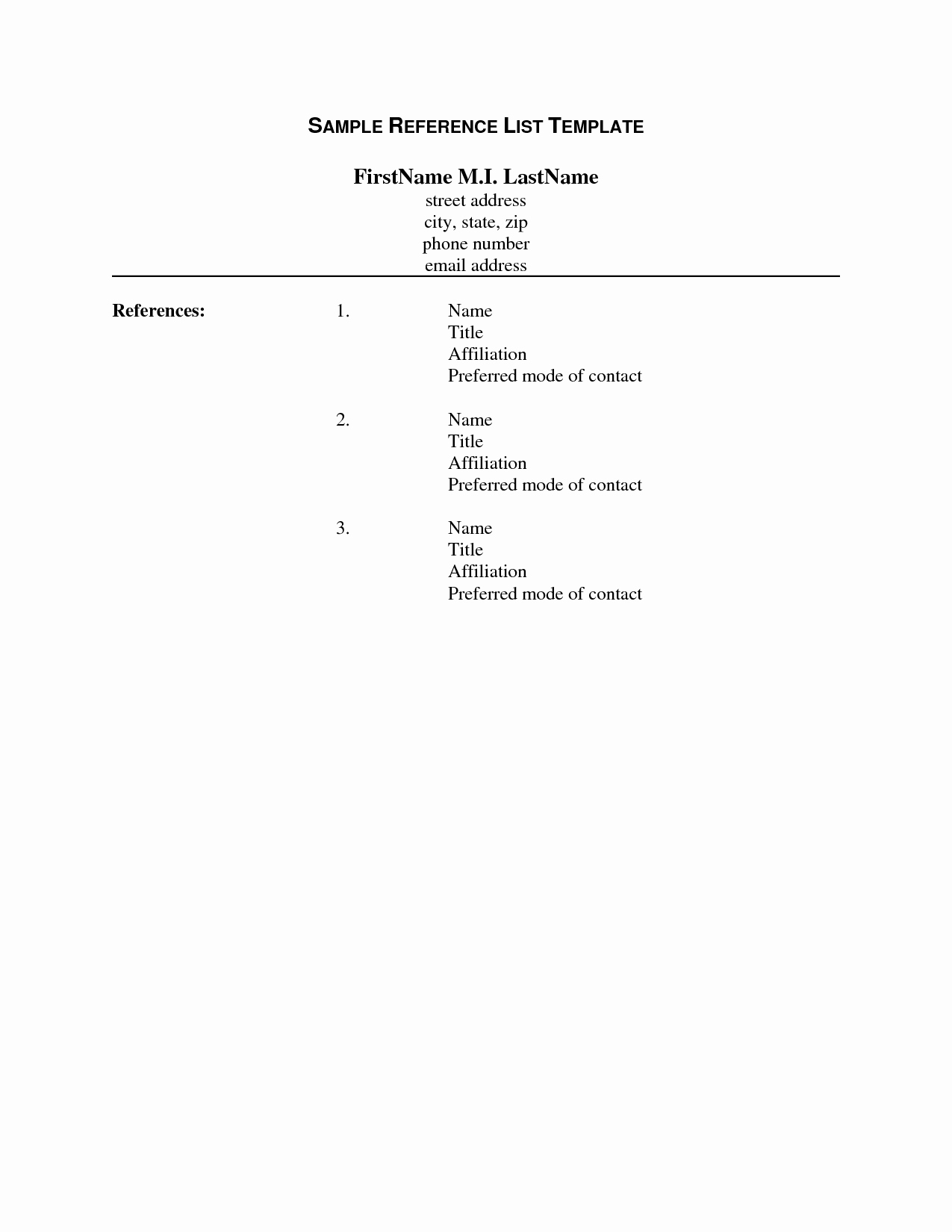 Reference List Template Microsoft Word New List References Template