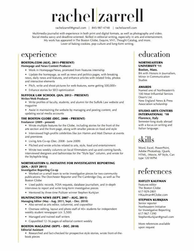 Reference Page Layout for Resume Beautiful Beautiful Resume Layout Two Column No Reference Section