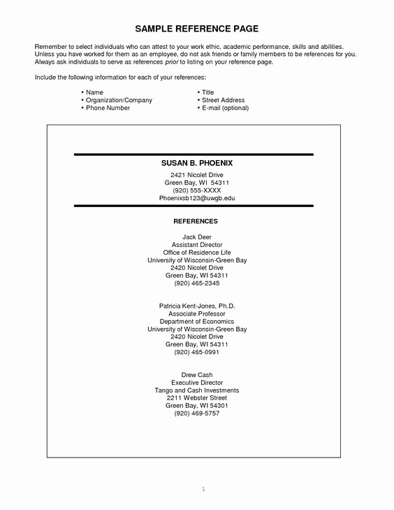 References Page format for Resume New Reference Sample for Resume