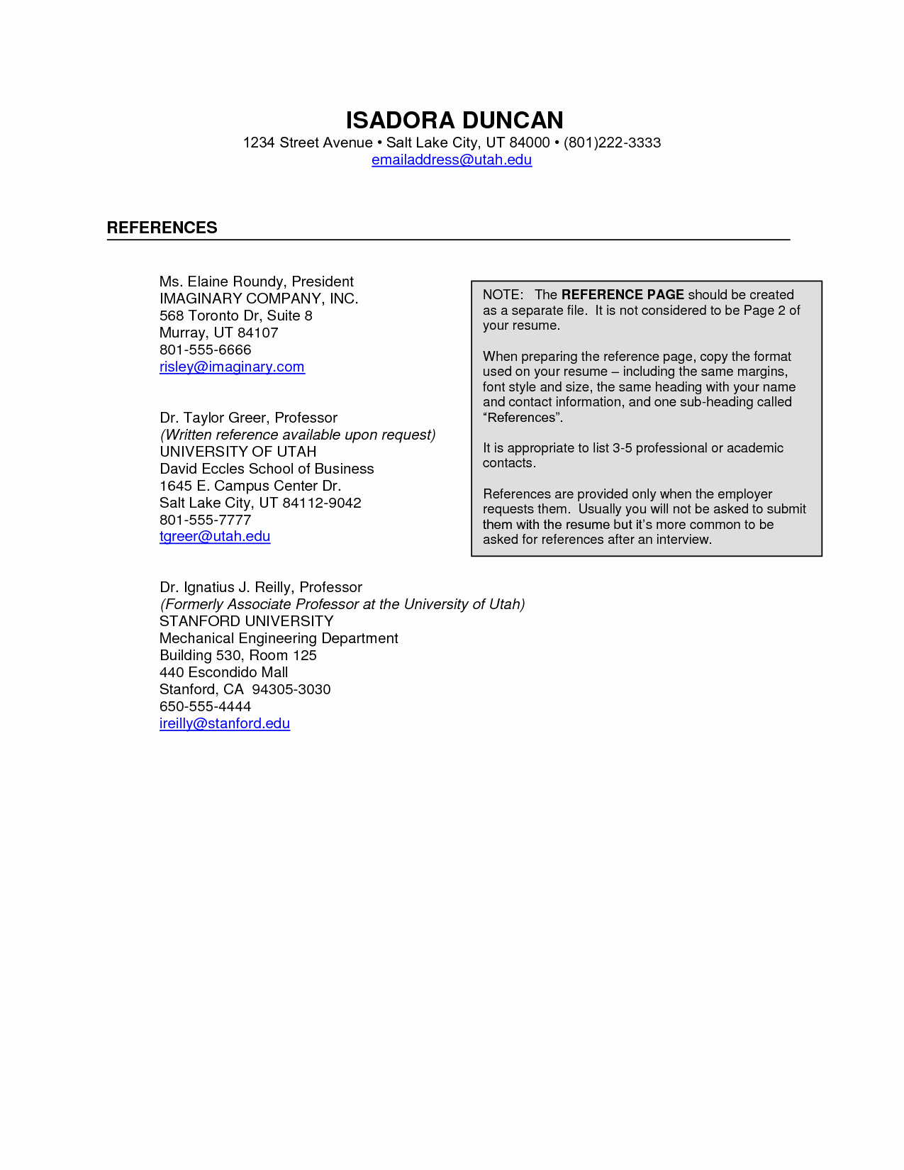 References Page format for Resume Unique Resume Professional References Resume Ideas