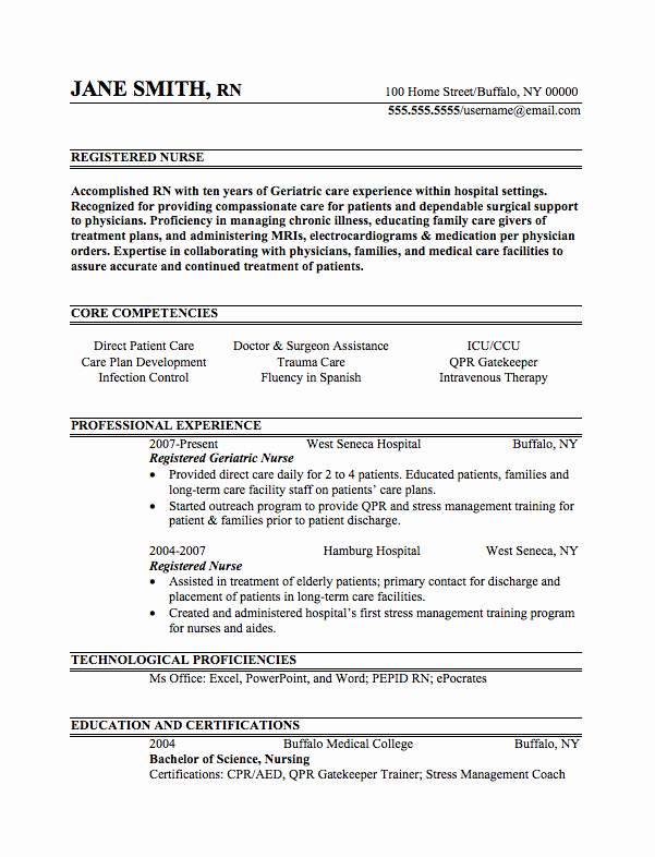 Registered Nurse Resume Template Word New Registered Nurse Resume Sample