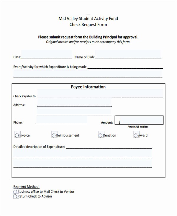 Request for Funds form Template Awesome 29 Sample Check Request form