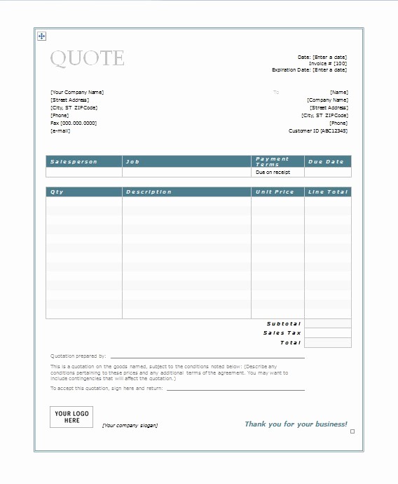 Request for Quote Template Word Beautiful Free Quotation Templates for Word &amp; Google Docs