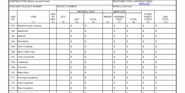 Residential Construction Cost Breakdown Excel Beautiful Cost Breakdown Sheet Template Cost Breakdown Template