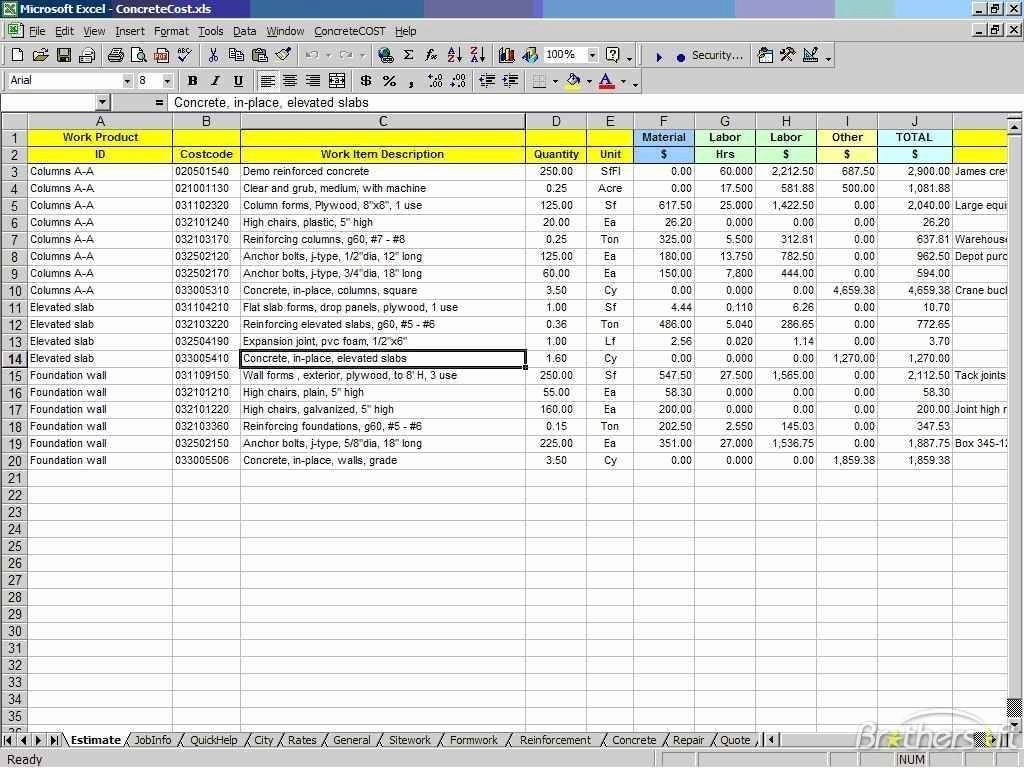 50 Residential Construction Cost Breakdown Excel