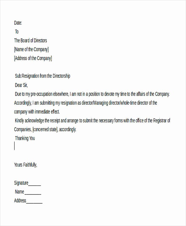 Resignation From Board Of Directors Fresh 34 Free Resignation Letter Templates Pdf Doc