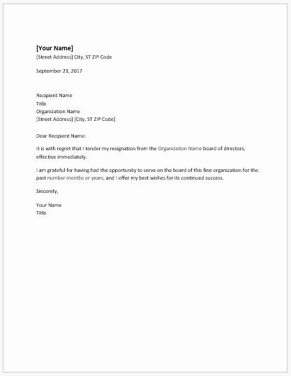 Resignation From Board Of Directors Lovely Resignation Letter From Board Of Director Position