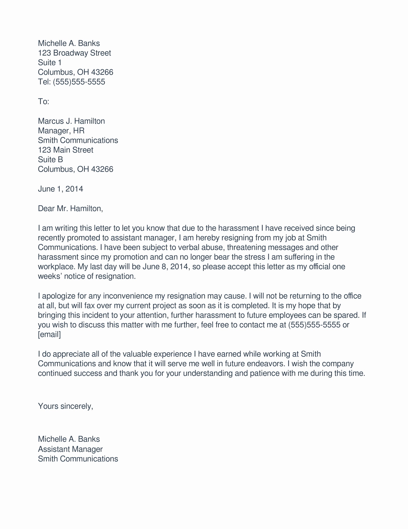Resignation Letter Due to Harassment Fresh 7 Immediate Resignation Letter Examples Pdf Doc