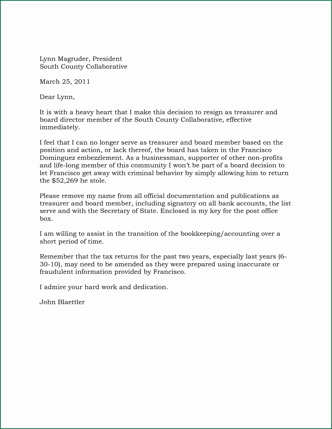 Resignation Letter From Nonprofit Board Inspirational Board Member Resignation Letter Template Samples