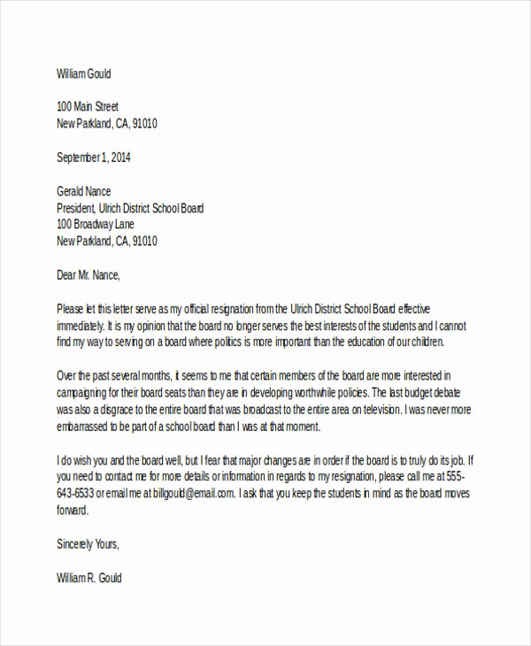 Resignation Letter From Nonprofit Board Unique 7 Board Resignation Letters Free Sample Example format