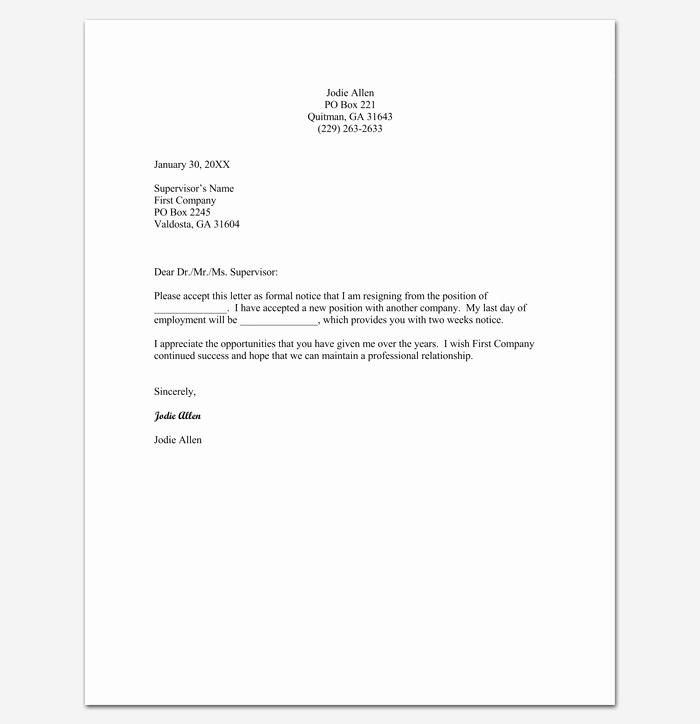 Resignation Letter Template Word Doc New Resignation Letter Template format &amp; Sample Letters with