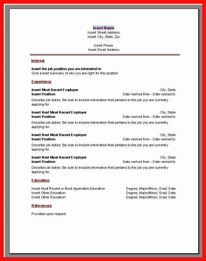 Resume Examples In Word format Fresh Resume Template Microsoft