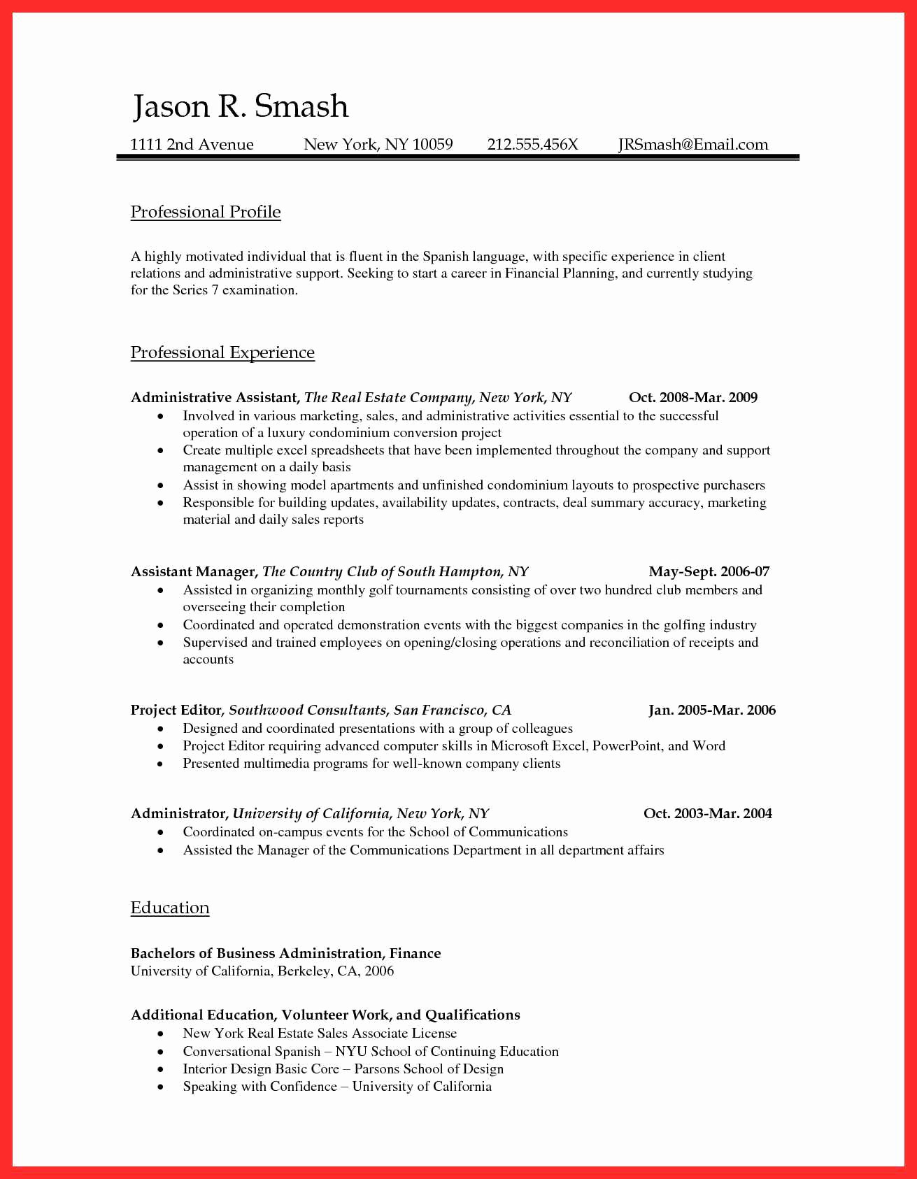 Resume Examples In Word format Fresh Word Document Sample