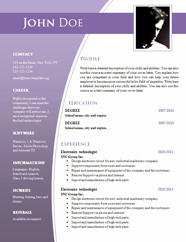 Resume Examples In Word format Luxury Cv Templates for Word Doc 632 – 638 – Free Cv Template