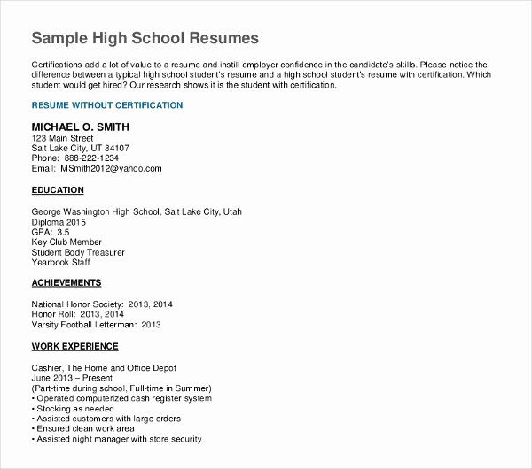 Resume for New College Graduate Fresh 10 High School Graduate Resume Templates Pdf Doc