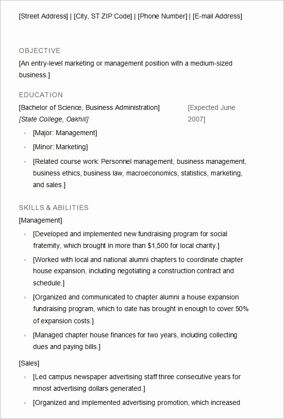 Resume for New College Graduate Luxury 10 College Resume Template Sample Examples