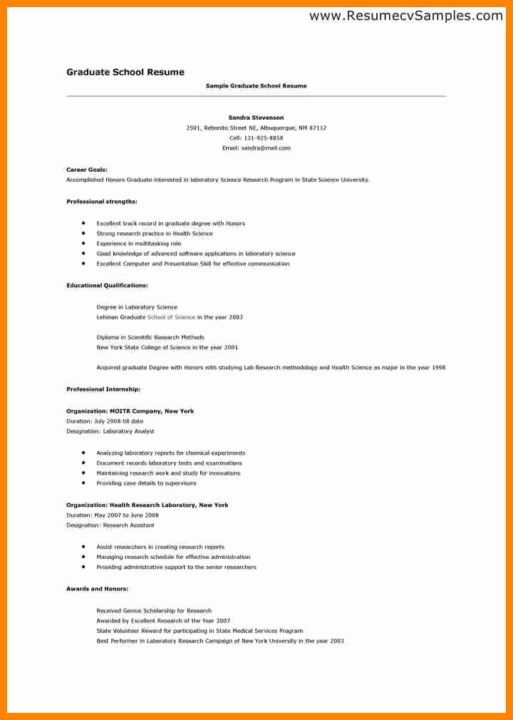 Resume for New College Graduate Luxury Graduate School Resume Template for Admissions Best