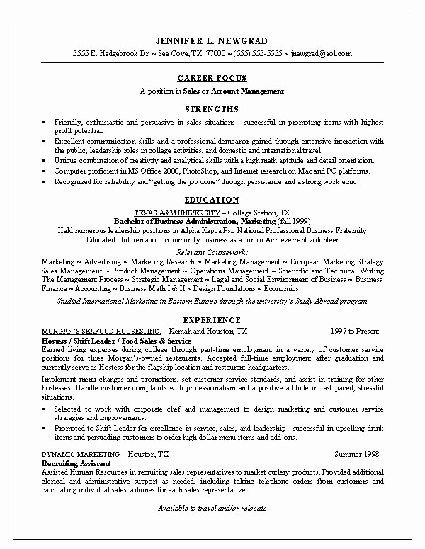 Resume for Recent College Grads Elegant Recent Graduate Resume Examples Best Resume Collection