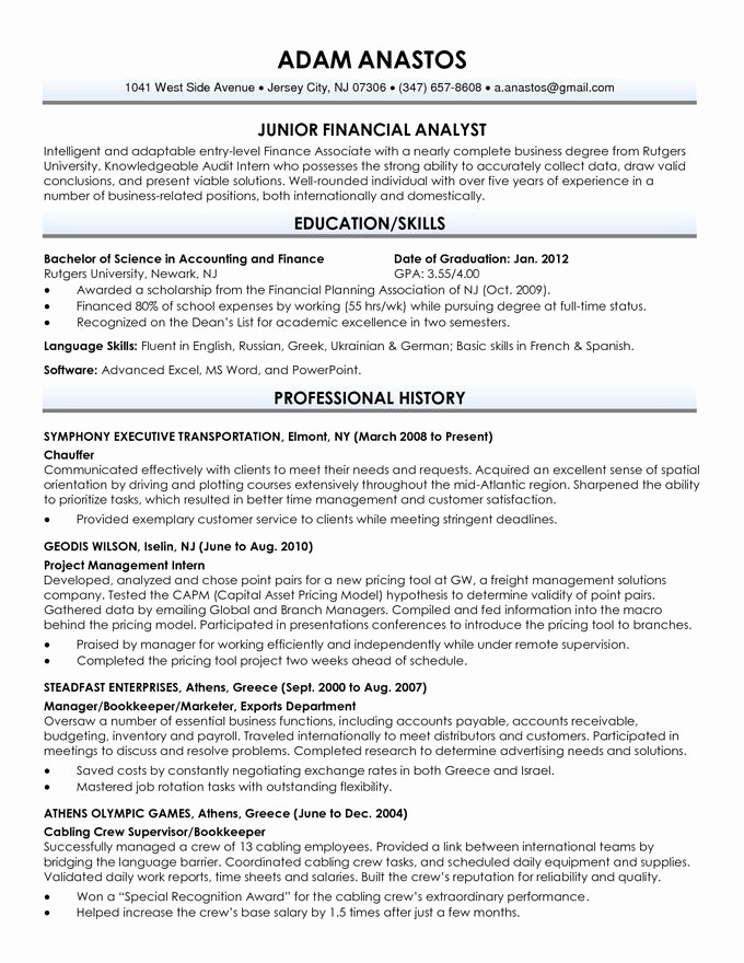 Resume for Recent College Grads New Recent Graduate Resume Sample Best Resume Collection
