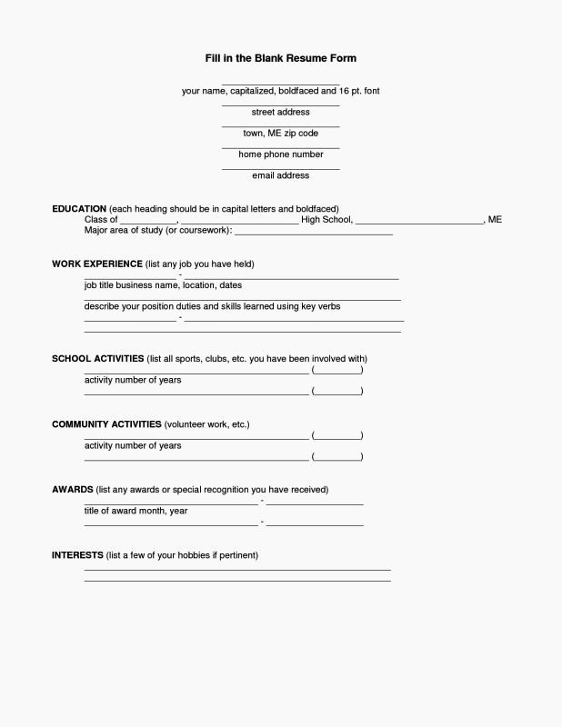 Resume forms to Fill Out Lovely Blank Cv Template to Fill In Resume Template