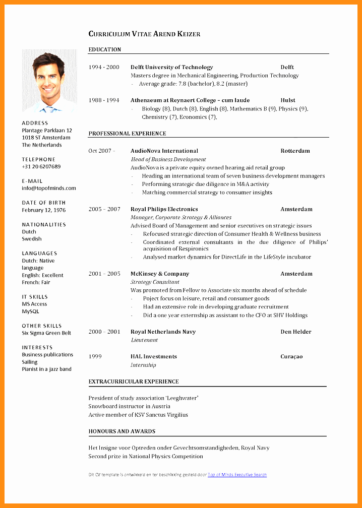 Resume Free Templates to Download Unique 6 Curriculum Vitae Template Word Free