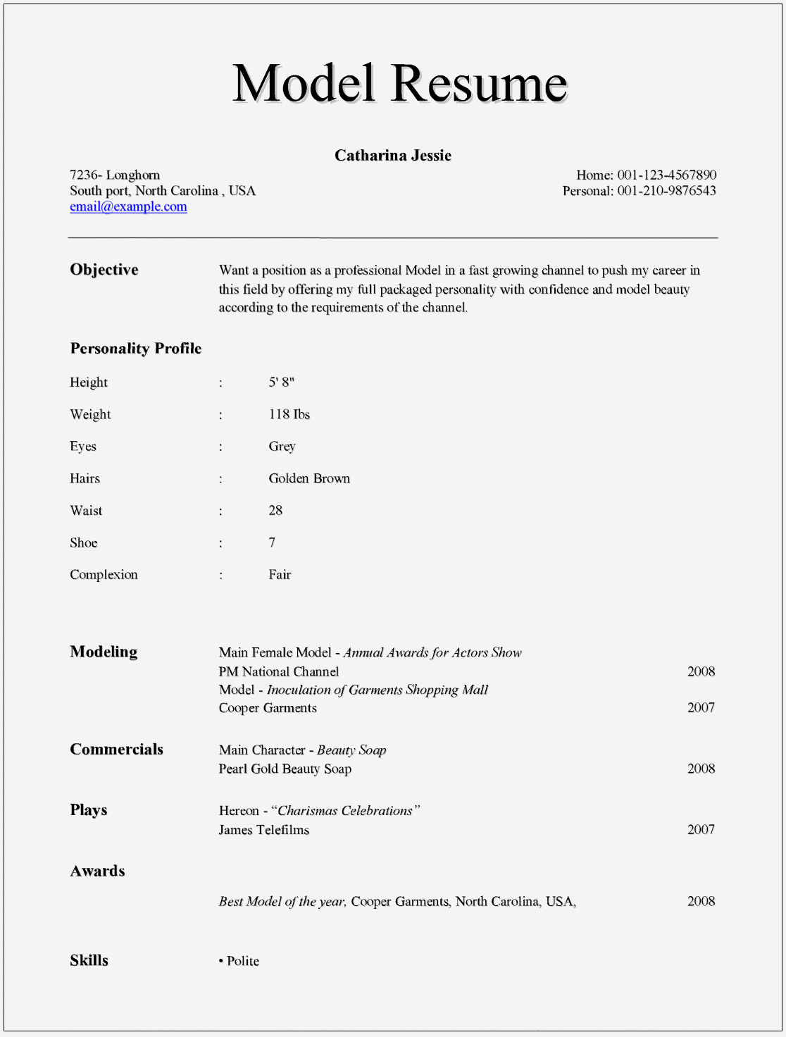 Resume Models In Word format Luxury Model Resume Templates for Ms Word – Free Example format