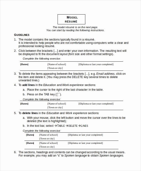 Resume Models In Word format Unique Model Resume Template 4 Free Word Document Download