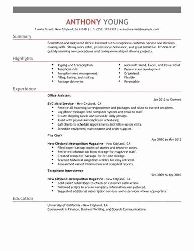 Resume Setup On Microsoft Word Fresh Clerical assistant Resume Objective